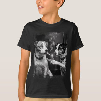 Jack Russell rauchende Hunde Edgy Schwarz Weiß Kun T-Shirt