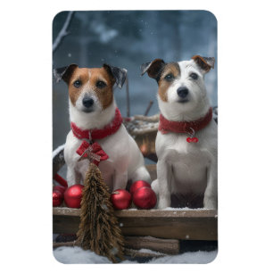 Jack Russell Schnees Schlitten Weihnachtsdekoratio Magnet