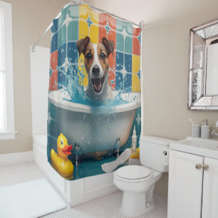 Jack Russell Sloppy Sleepy Niedlich Funny Duschvorhang