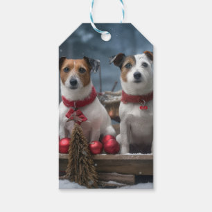 Jack Russell Snowy Sleigh Weihnachtsdekor Geschenkanhänger