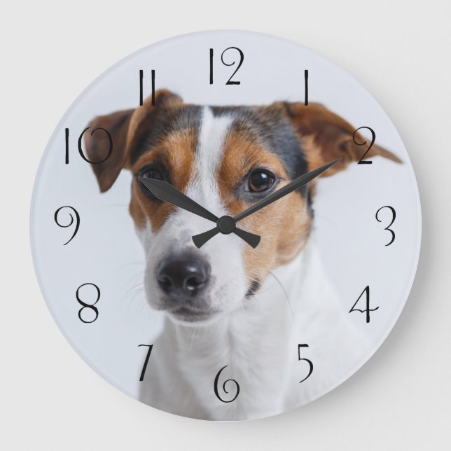 Jack Russell Terre Große Wanduhr (Vorderseite)
