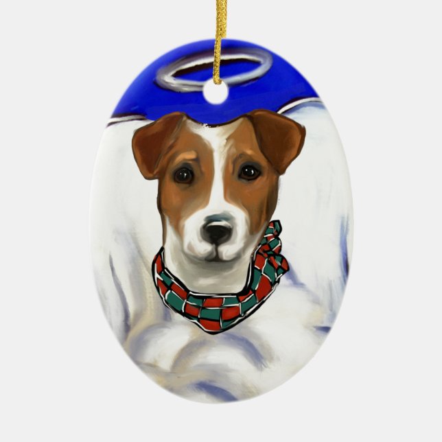 Jack Russell Terrier Angel Keramikornament (Vorne)
