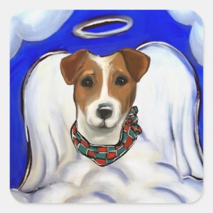 Jack Russell Terrier Angel Quadratischer Aufkleber