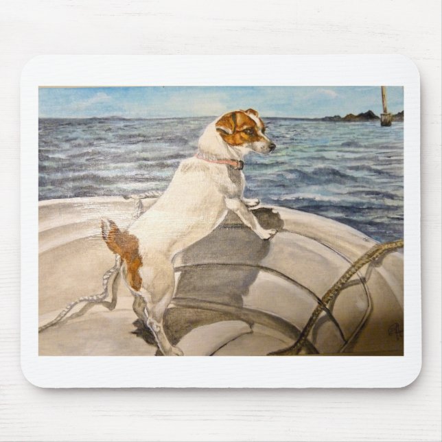 Jack-Russell-Terrier auf Boot Mousepad (Vorne)