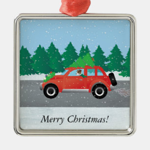 Jack Russell Terrier Autofähre Tree oben Silbernes Ornament