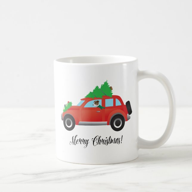 Jack Russell Terrier Autofahren Weihnachtswagen Tasse (Rechts)
