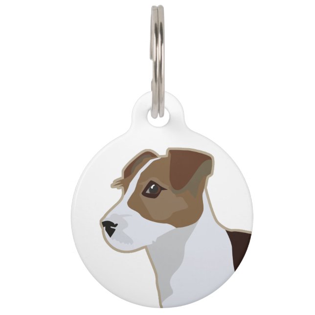 Jack Russell Terrier Basic Breed Illustration Haustiermarke (Vorderseite)