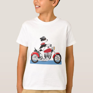 Jack Russell Terrier Biker Hund auf rotem Motorrad T-Shirt
