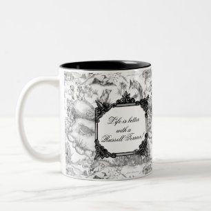 JACK RUSSELL Terrier Black Toile mit/Anpassung Zweifarbige Tasse