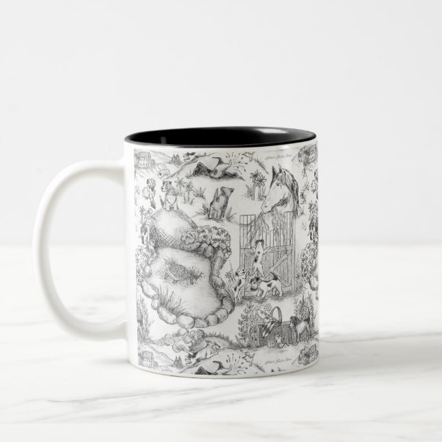 JACK RUSSELL Terrier Black Toile Zweifarbige Tasse (Links)