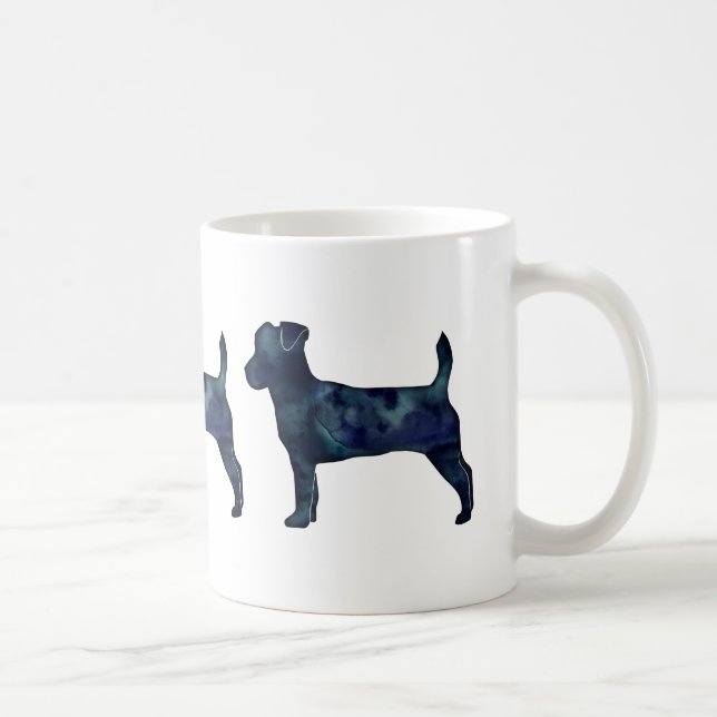 Jack Russell Terrier Black Watercolor Silhouette Kaffeetasse (Rechts)