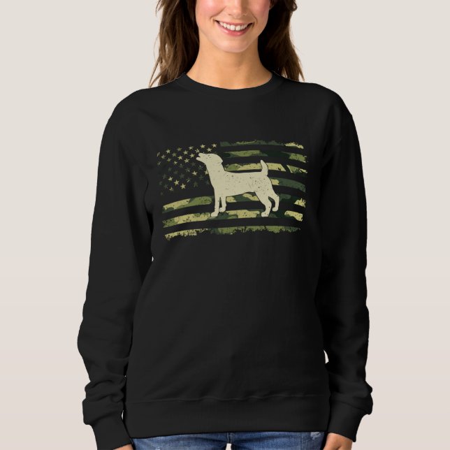Jack Russell Terrier  Camouflage  American Flag Sweatshirt (Vorderseite)