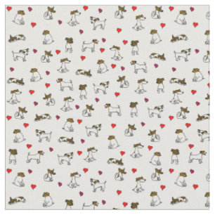 Jack Russell Terrier Cartoon Print Fabric Stoff