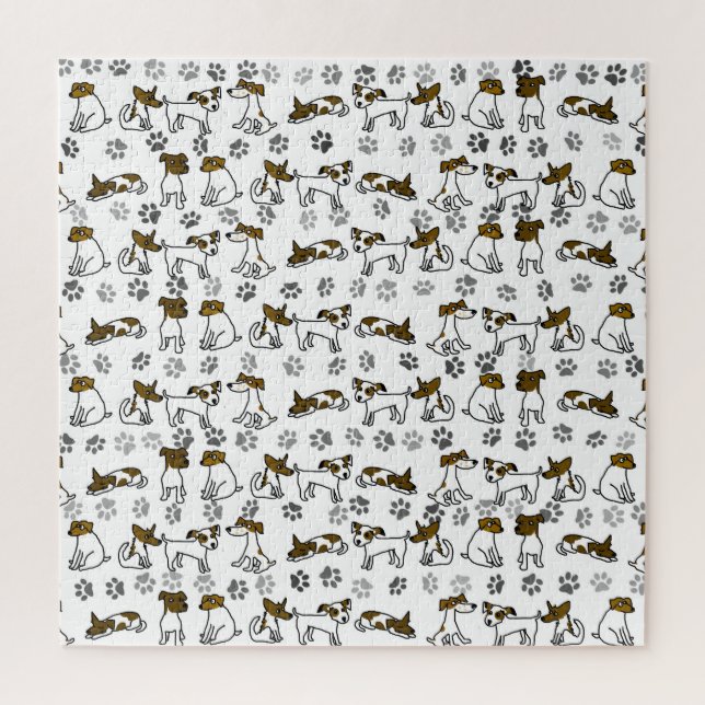 Jack Russell Terrier Cartoon Schwierigkeit Puzzle (Vertikal)