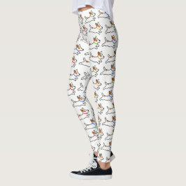 Jack-Russell-Terrier-Cartoon verfolgt Muster Leggings
