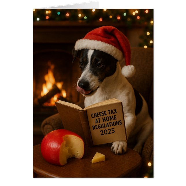 Jack Russell Terrier 'Cheese Tax' Christmas card (Vorne)