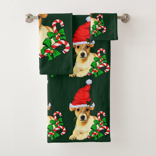 Jack Russell Terrier Christmas Badhandtuch Set (Insitu)