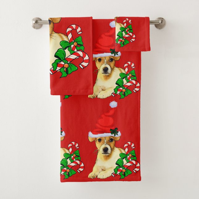 Jack Russell Terrier Christmas Badhandtuch Set (Insitu)