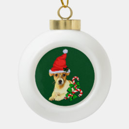 Jack Russell Terrier Christmas Keramik Kugel-Ornament