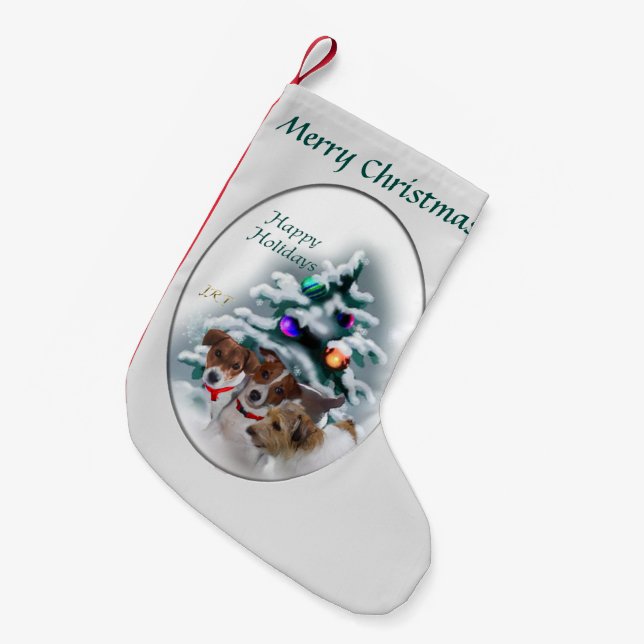 Jack Russell Terrier Christmas Kleiner Weihnachtsstrumpf (Vorderansicht (hängend))