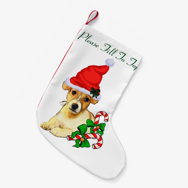 Jack Russell Terrier Christmas Kleiner Weihnachtsstrumpf (Vorderansicht (hängend))