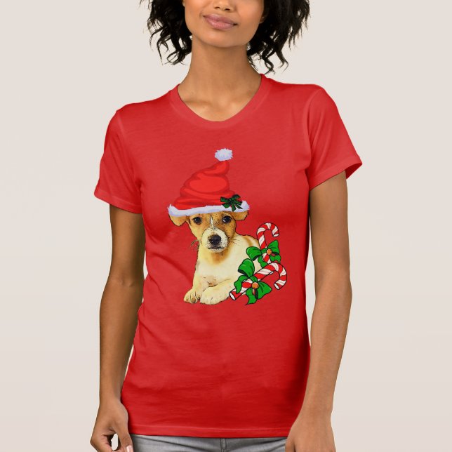 Jack Russell Terrier Christmas Merry T-Shirt (Vorderseite)