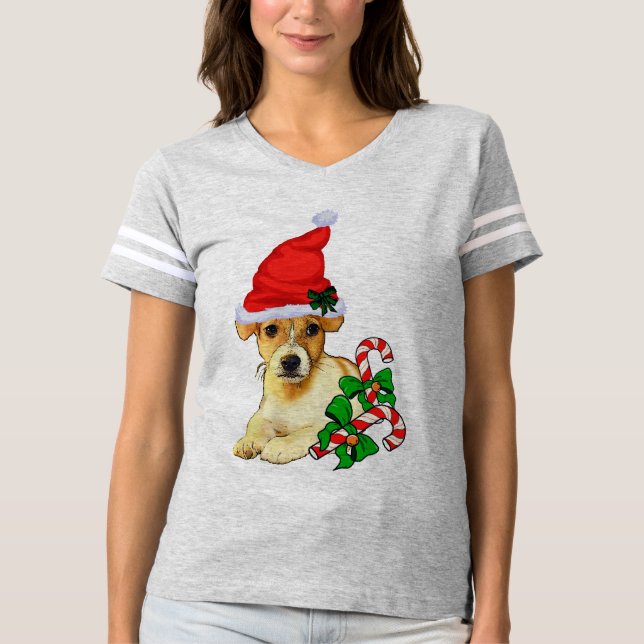 Jack Russell Terrier Christmas Merry T-Shirt (Vorderseite)