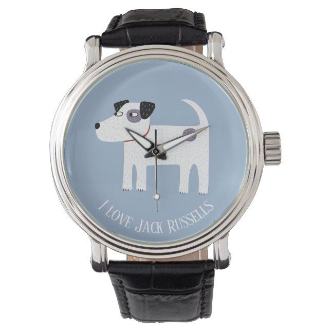 Jack Russell Terrier Dog Benutzerdefinierter Text Armbanduhr (Vorderseite)