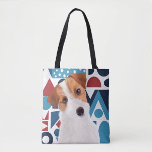 Jack Russell Terrier Dog Blau und rot geometrisch