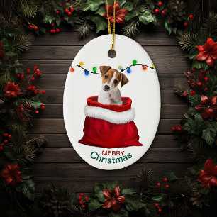 Jack Russell Terrier Dog in der Holiday Gift Bag Keramik Ornament