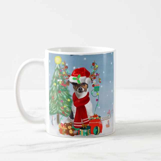Jack Russell Terrier Dog in Schnee Weihnachtsgesch Kaffeetasse (Links)
