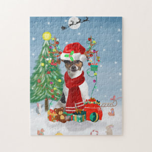 Jack Russell Terrier Dog in Schnee Weihnachtsgesch Puzzle