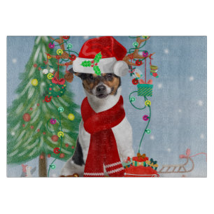 Jack Russell Terrier Dog in Schnee Weihnachtsgesch Schneidebrett