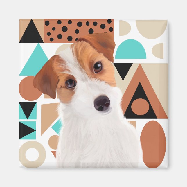 Jack Russell Terrier Dog Orange Geometric Magnet (Vorne)