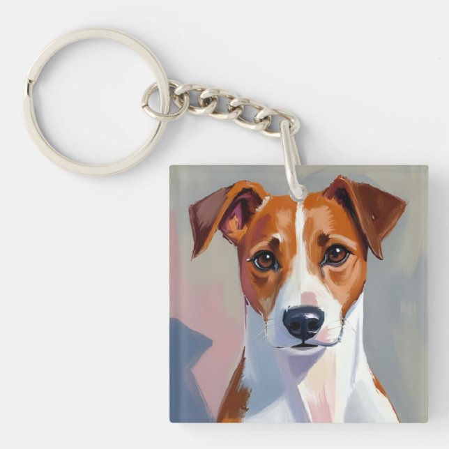 Jack Russell Terrier | Dog Painting Pet Schlüsselanhänger (Vorderseite)