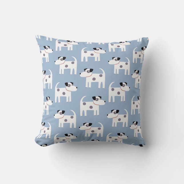 Jack Russell Terrier Dog Pattern Blau Kissen (Vorderseite)