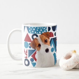 Jack Russell Terrier Dog Red und Blue Geometric Kaffeetasse