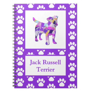 Jack Russell Terrier Dog Silhouette Paw PurplePY&B Notizblock