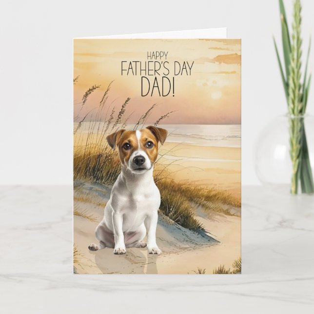 Jack Russell Terrier Dog Sunset Beach Father's Day Feiertagskarte (Vorderseite)