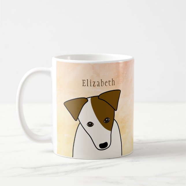 Jack Russell Terrier dog w head neigt personalisie Kaffeetasse (Links)