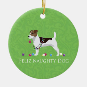 Jack Russell Terrier Feliz Naughty Dog Weihnachten Keramikornament