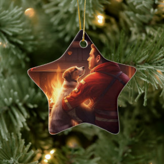 Jack Russell Terrier Fireman, Puppy, Pet Dog Lover Keramik Ornament