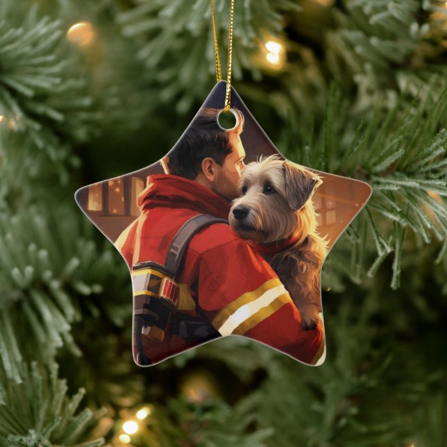 Jack Russell Terrier Fireman, Puppy, Pet Dog Lover Keramik Ornament (Baum)