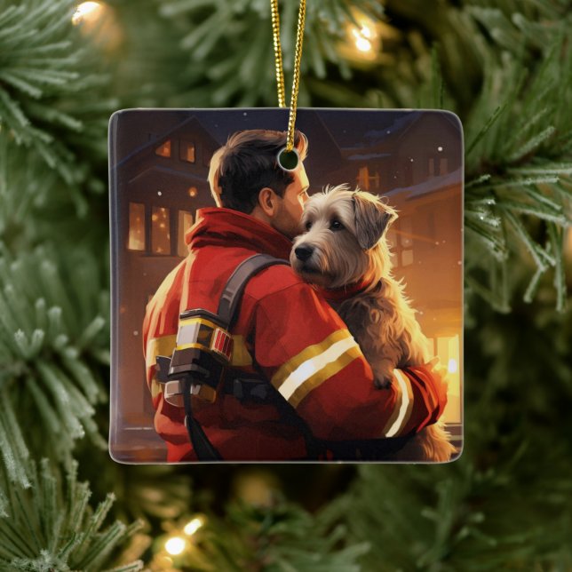 Jack Russell Terrier Fireman, Puppy, Pet Dog Lover Keramikornament (Baum)