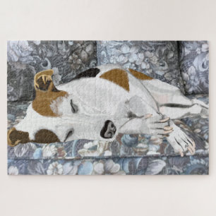 Jack Russell Terrier friedlich Schlafen auf Sofa Puzzle