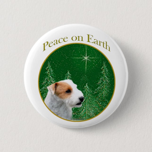 Jack Russell Terrier (gebrochen) Friede Button (Vorderseite)