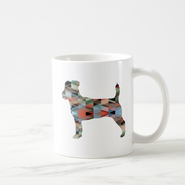 Jack Russell Terrier Geometric Muster Silhouette Kaffeetasse (Rechts)