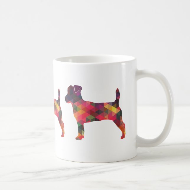 Jack Russell Terrier Geometric Muster Silhouette Tasse (Rechts)