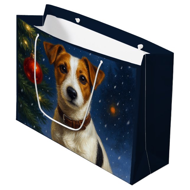 Jack Russell Terrier Gift Bag Große Geschenktüte (Vorderseite Schrägansicht)