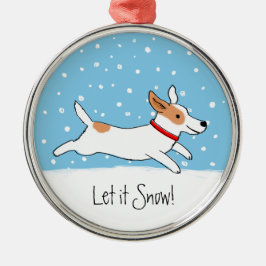 Jack Russell Terrier - Happy Snow Dog Holiday Xmas Ornament Aus Metall